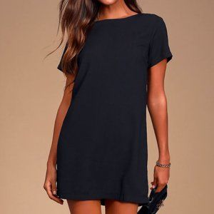 Lulu's shift and shout black dress